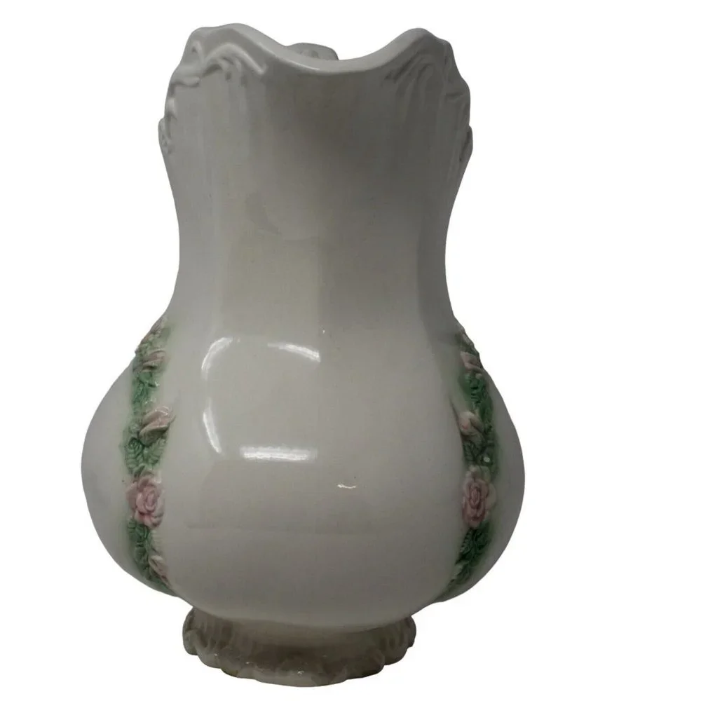 Vintage Sittre Ceramic Pink Green Floral Embellished Replacement Pitcher 1978 - Picture 4 of 5